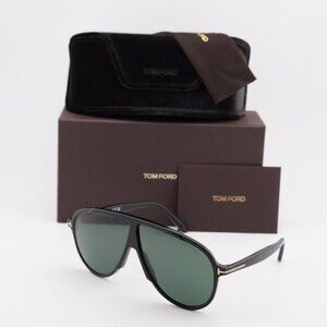 Tom Ford FT1211 01N Vladimir Aviator Sunglasses - Shiny Black/Green
